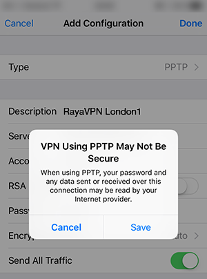 How to set up PPTP VPN on iPhone: Step 8