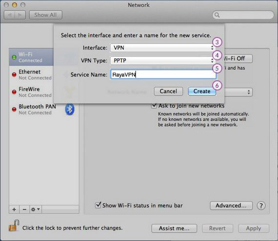 How to set up PPTP VPN on macOS: Step 3