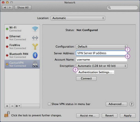 How to set up PPTP VPN on macOS: Step 4