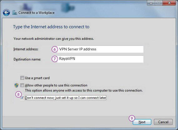 How to set up PPTP VPN on Windows 7: Step 5